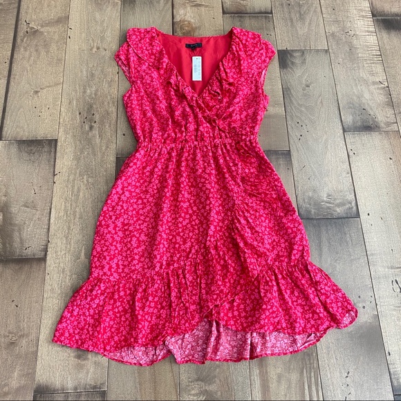 J. Crew Dresses & Skirts - J. Crew Faux Wrap Mini Dress Ruffle Floral Pink
